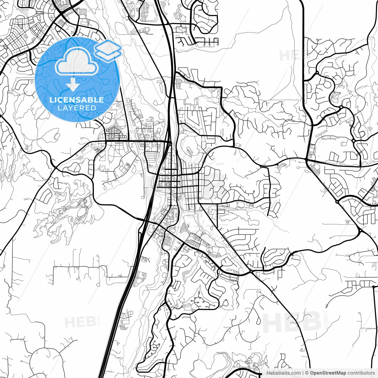 Layered PDF map of Castle Rock, Colorado, United States