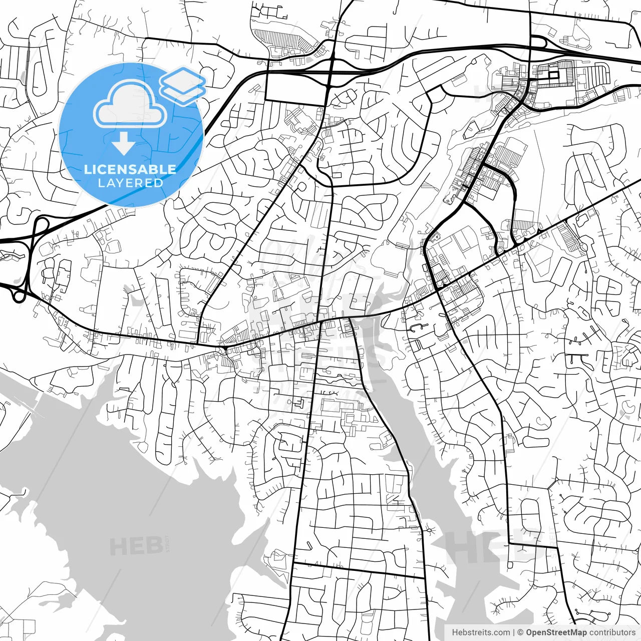 Layered PDF map of Hendersonville, Tennessee, United States