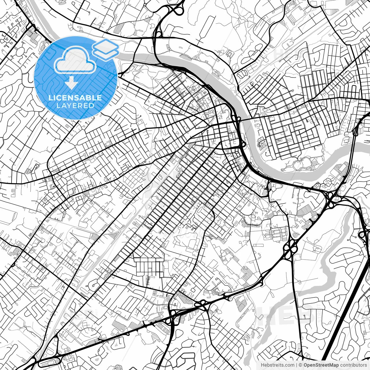 Layered PDF map of New Brunswick, New Jersey, United States