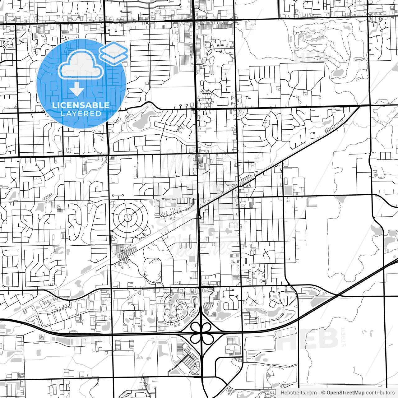 Layered PDF map of Tinley Park, Illinois, United States