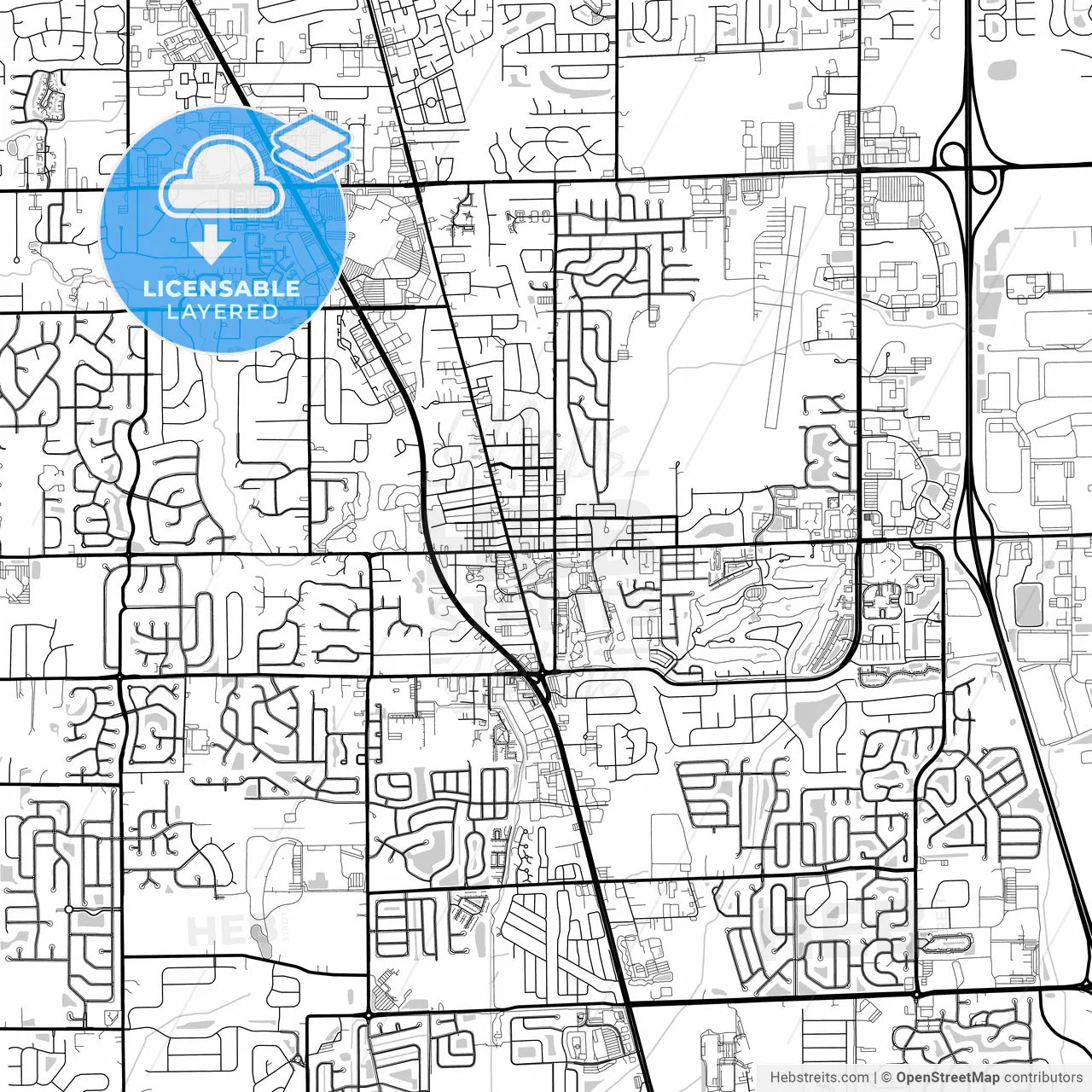 Layered PDF map of Greenwood, Indiana, United States