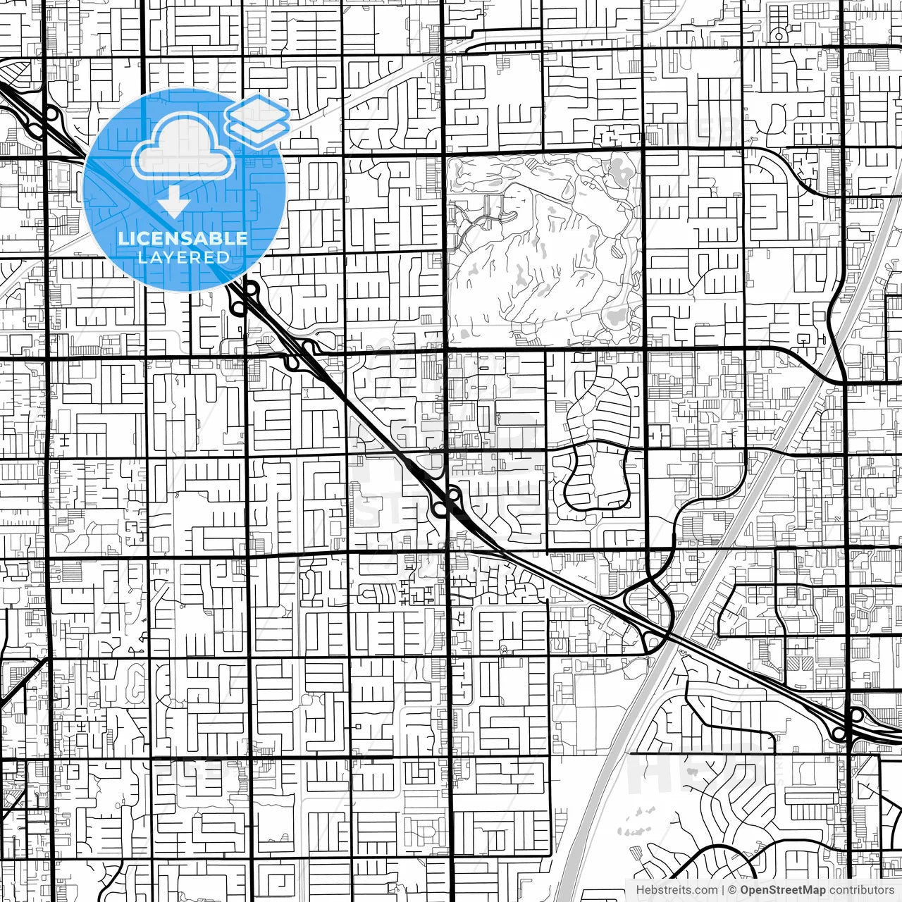 Layered PDF map of Fountain Valley, California, United States