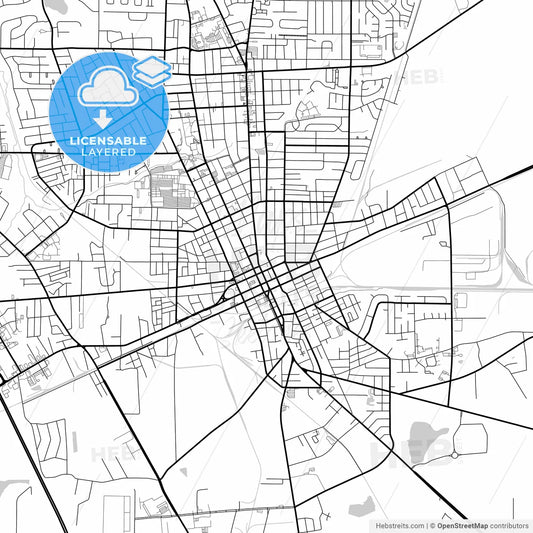 Layered PDF map of Valdosta, Georgia, United States