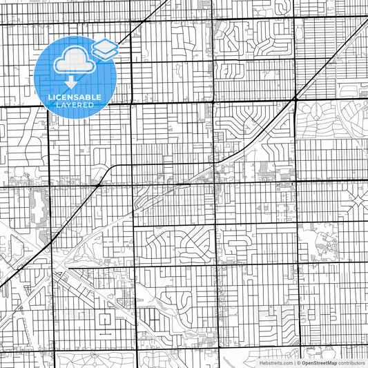 Layered PDF map of Oak Lawn, Illinois, United States