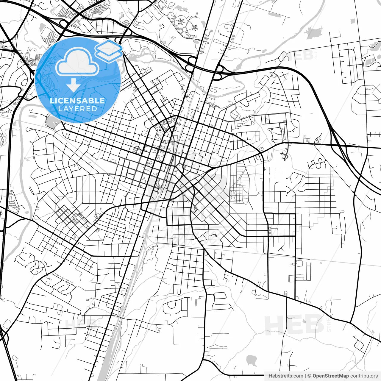 Layered PDF map of Rocky Mount, North Carolina, United States