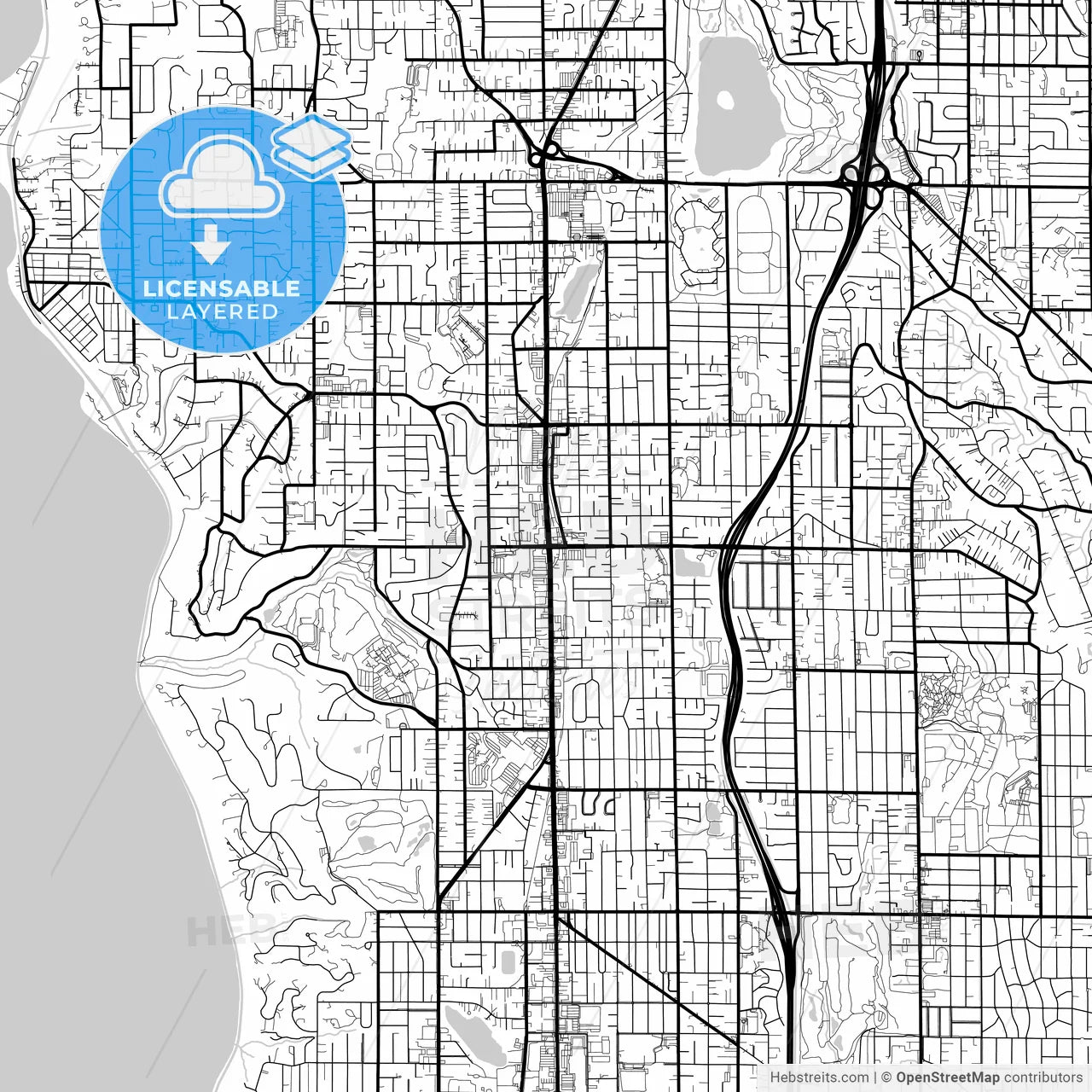 Layered PDF map of Shoreline, Washington, United States