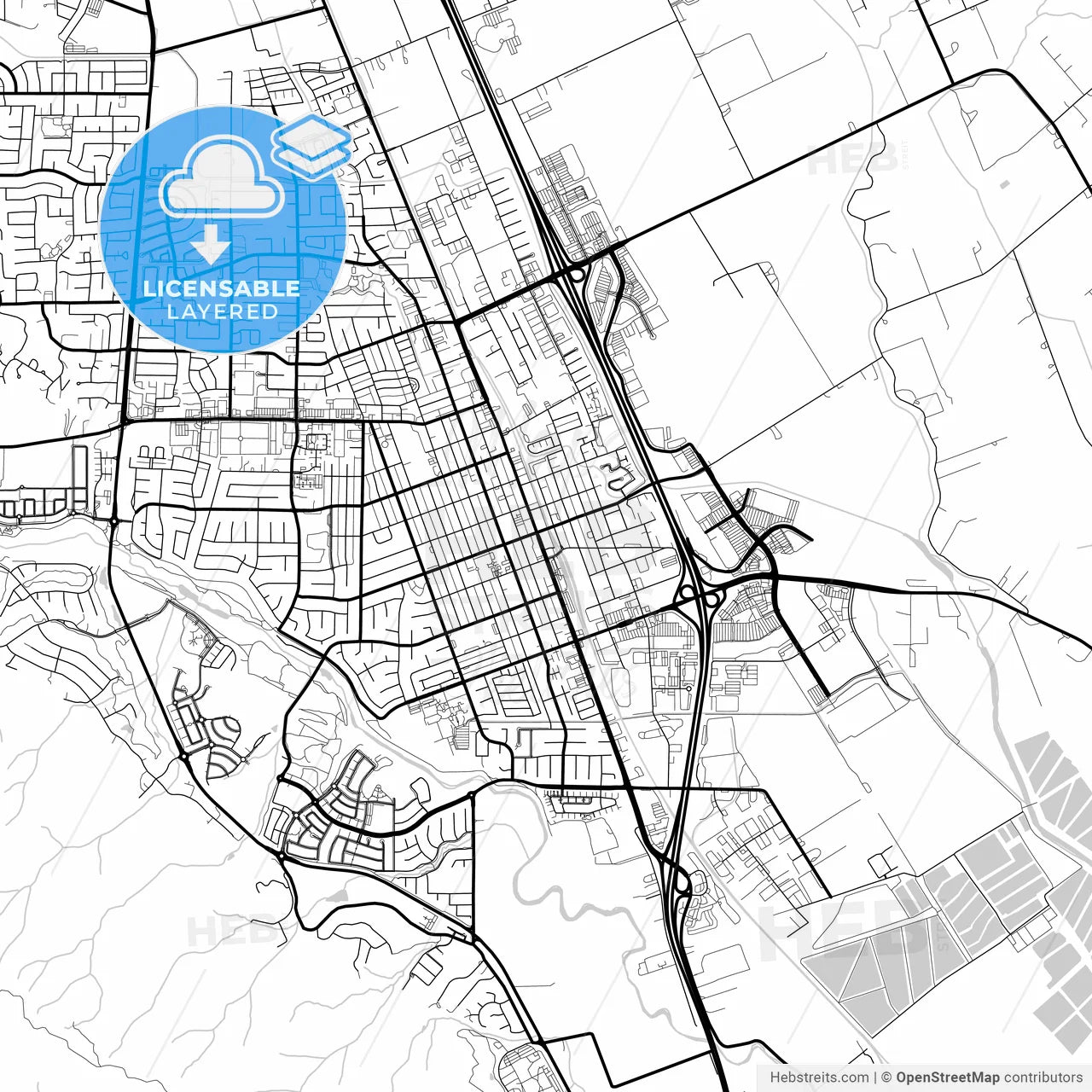 Layered PDF map of Gilroy, California, United States