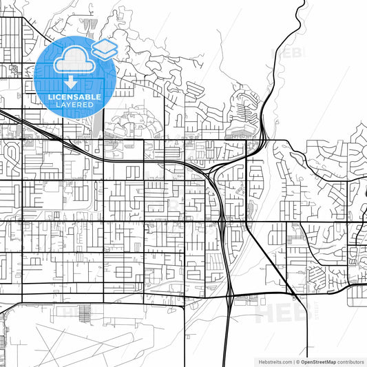 Layered PDF map of Highland, California, United States