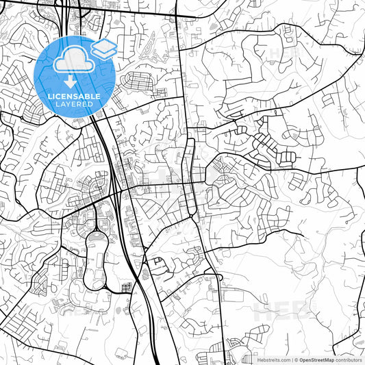 Layered PDF map of Huntersville, North Carolina, United States