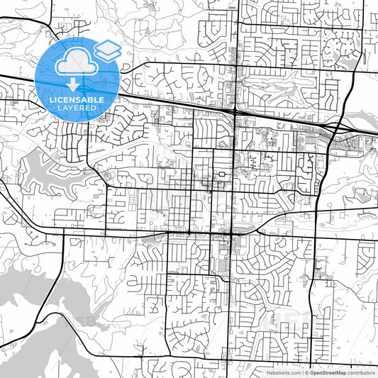 Layered PDF map of Blue Springs, Missouri, United States