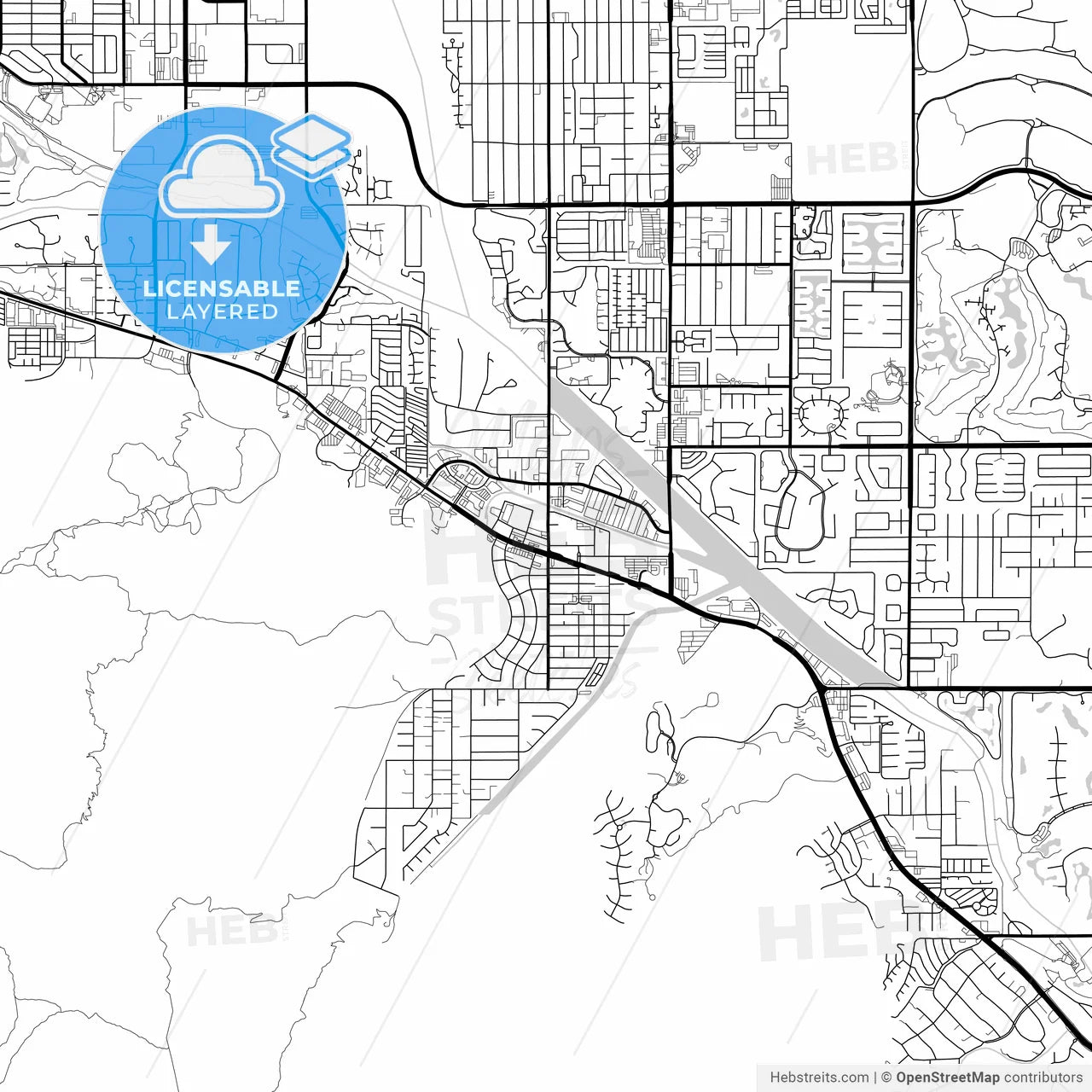 Layered PDF map of Cathedral City, California, United States