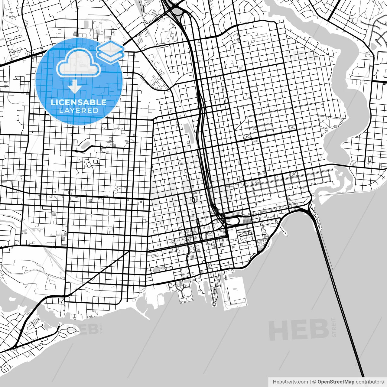 Layered PDF map of Pensacola, Florida, United States
