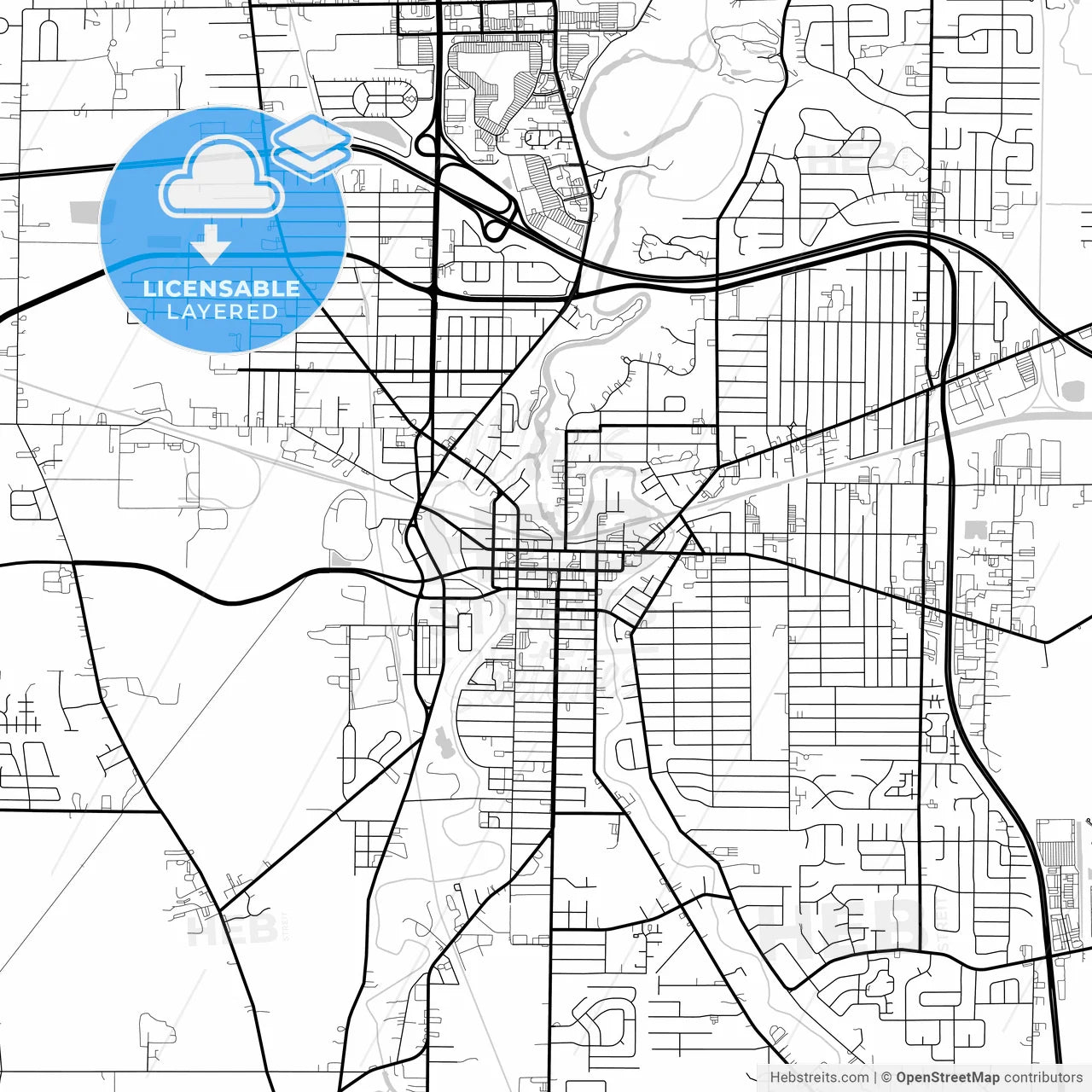 Layered Pdf Map Of Elyria, Ohio, United States – HEBSTREITS