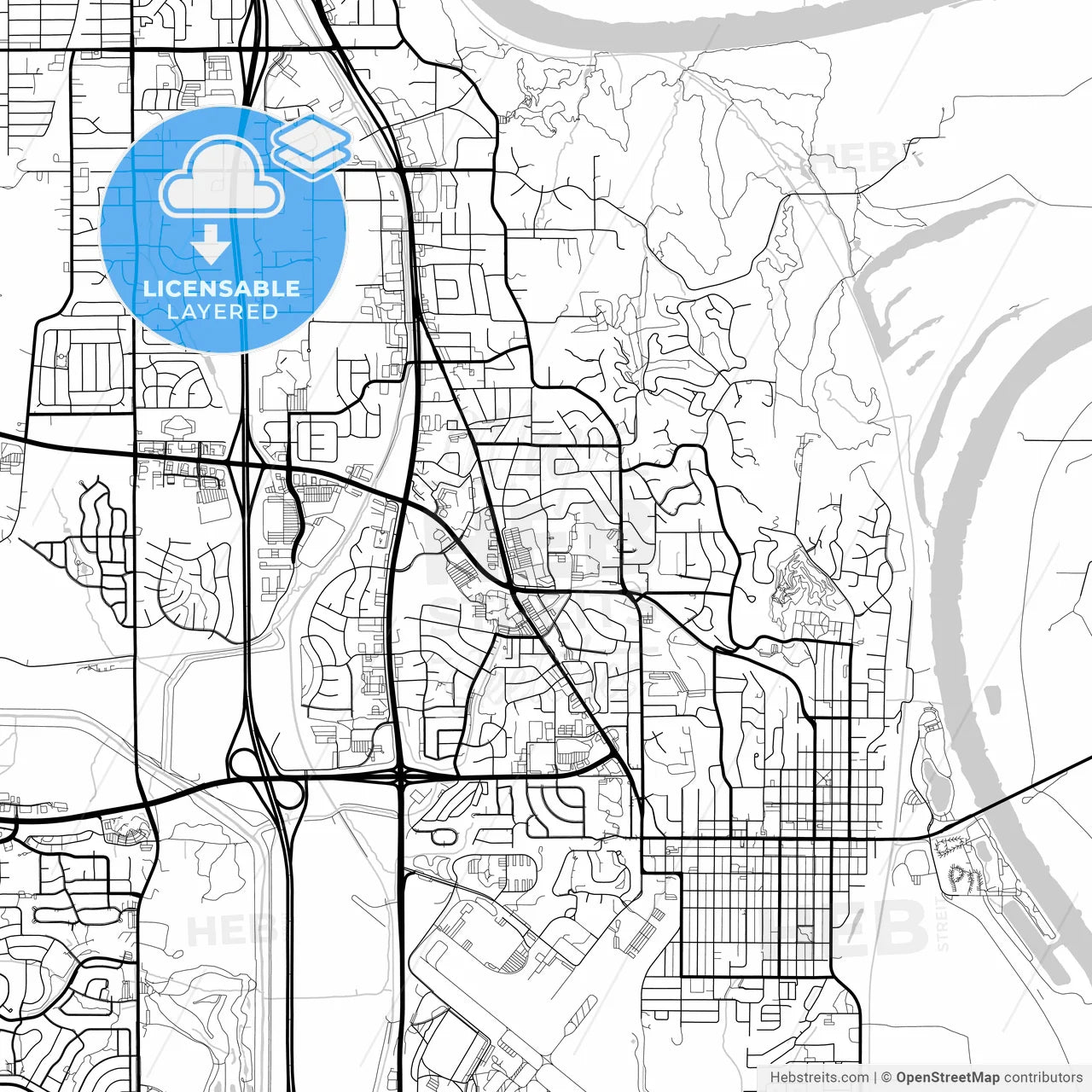 Layered PDF map of Bellevue, Nebraska, United States