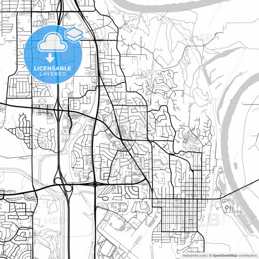 Layered PDF map of Bellevue, Nebraska, United States