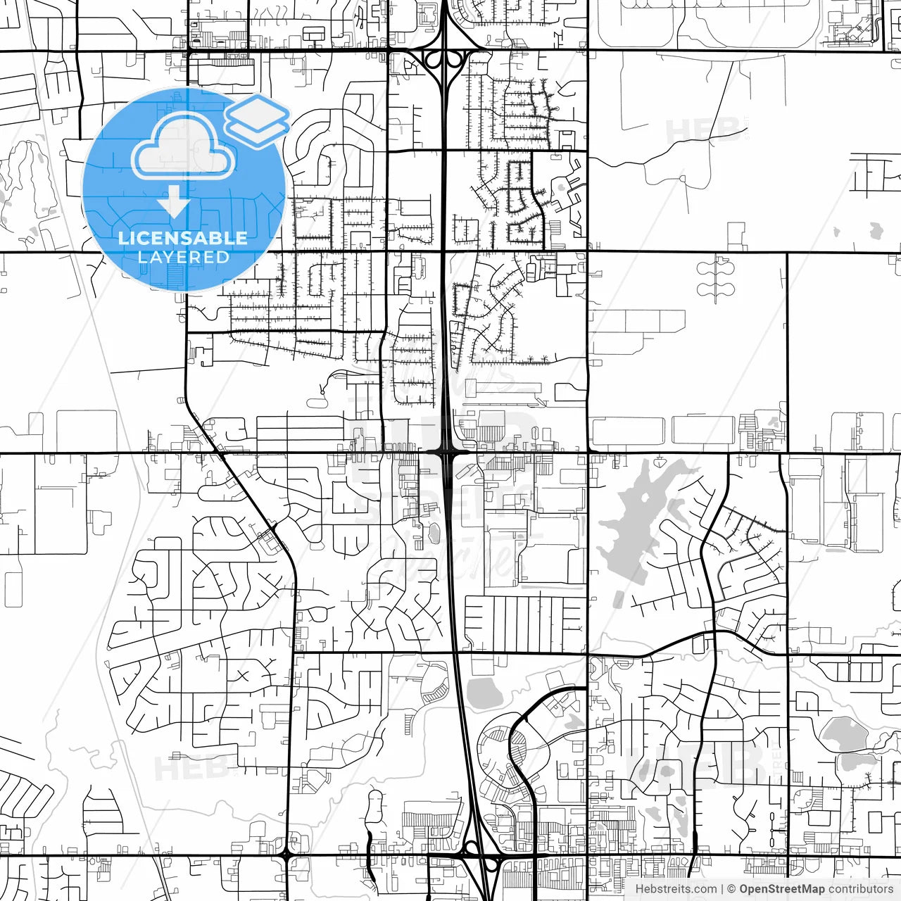 Layered PDF map of Southaven, Mississippi, United States