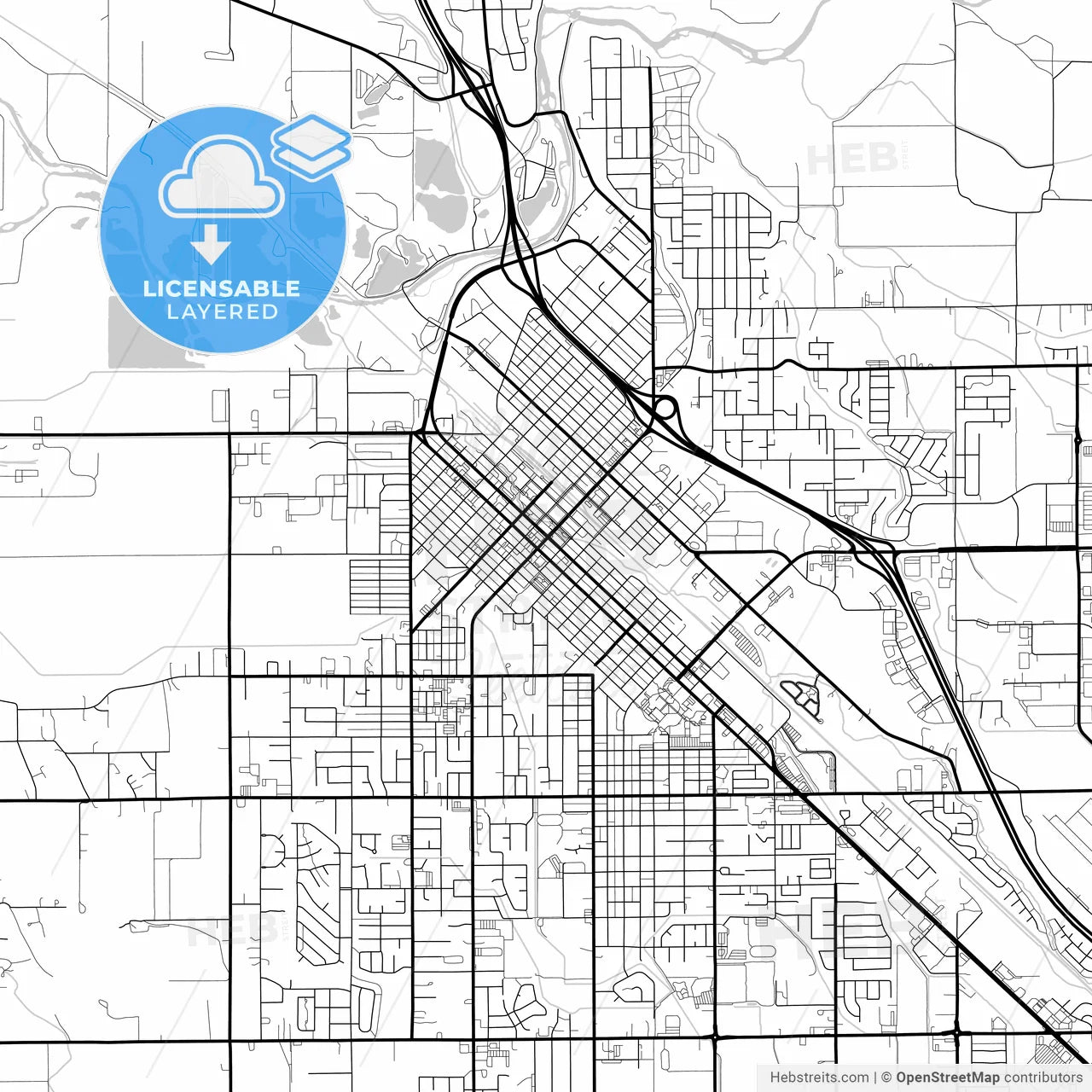 Layered PDF map of Caldwell, Idaho, United States