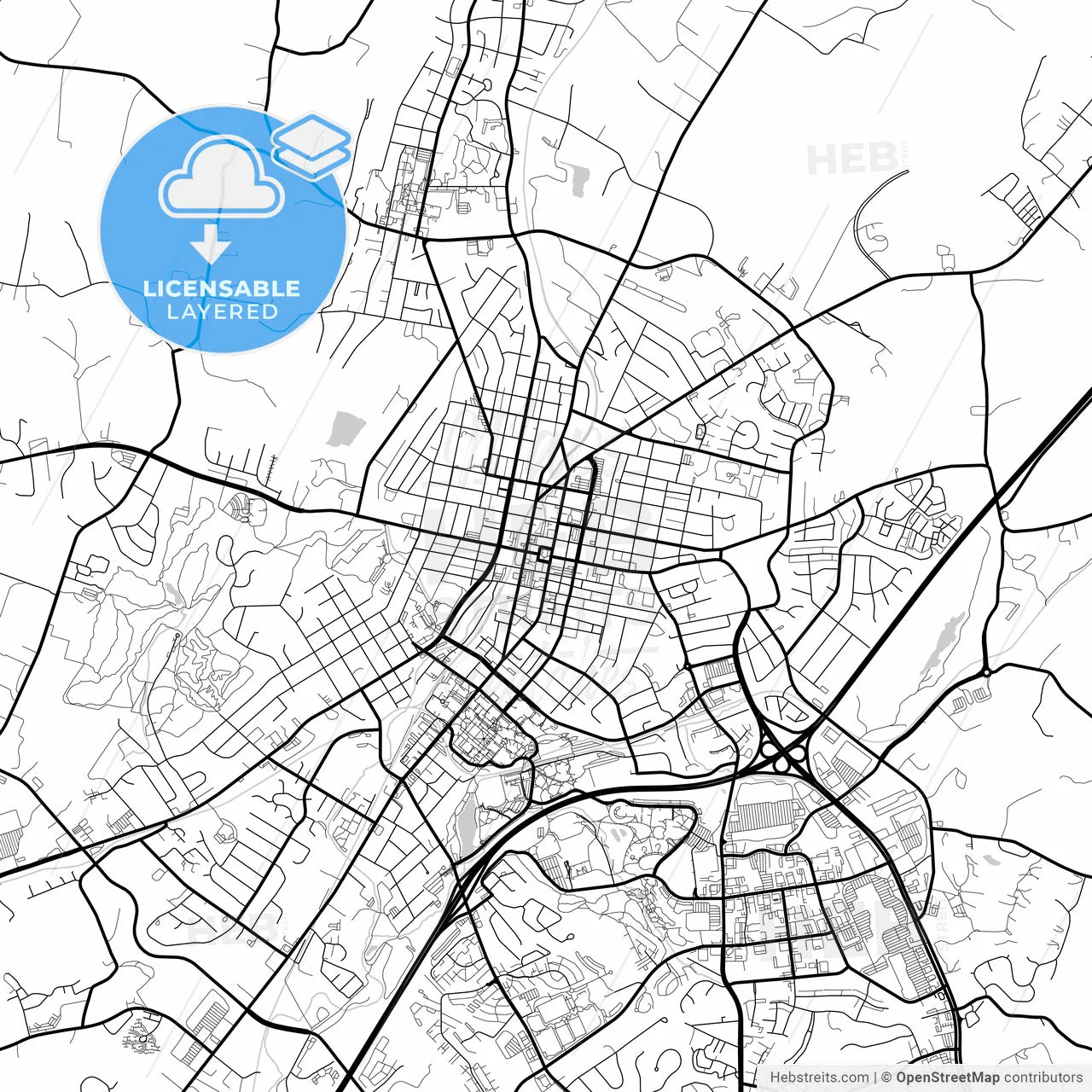 Layered PDF map of Harrisonburg, Virginia, United States
