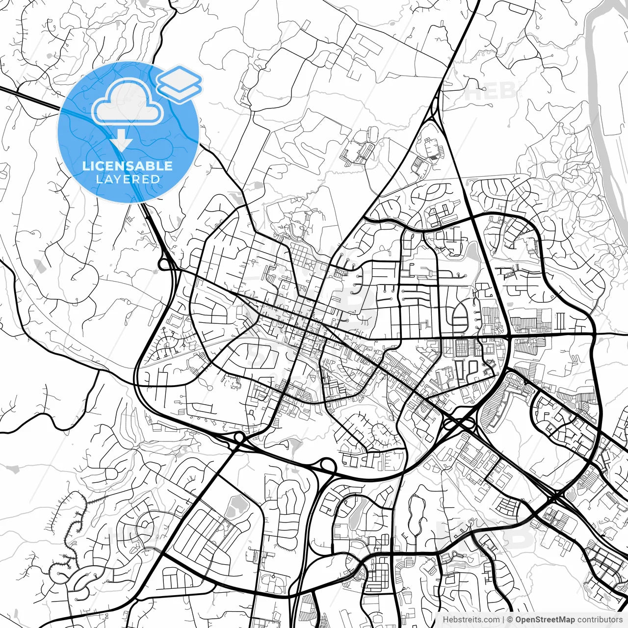 Layered PDF map of Leesburg, Virginia, United States