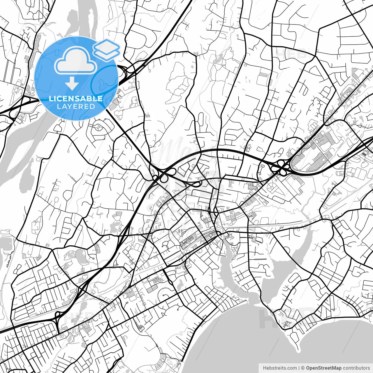 Layered PDF map of Milford, Connecticut, United States