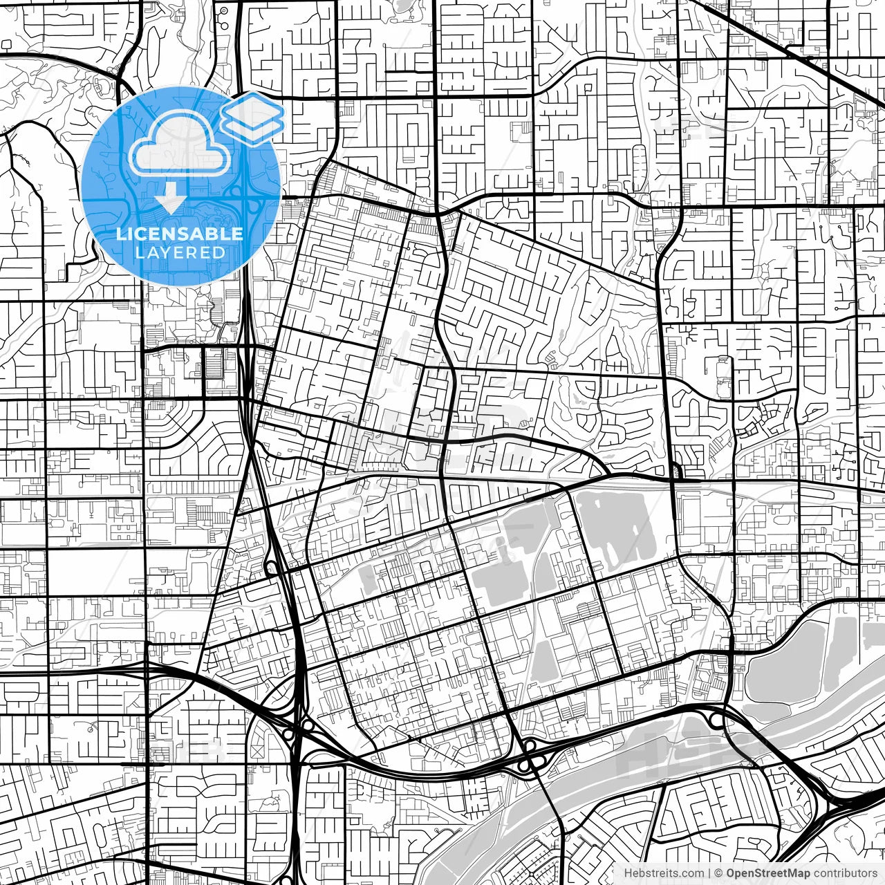 Layered PDF map of Placentia, California, United States
