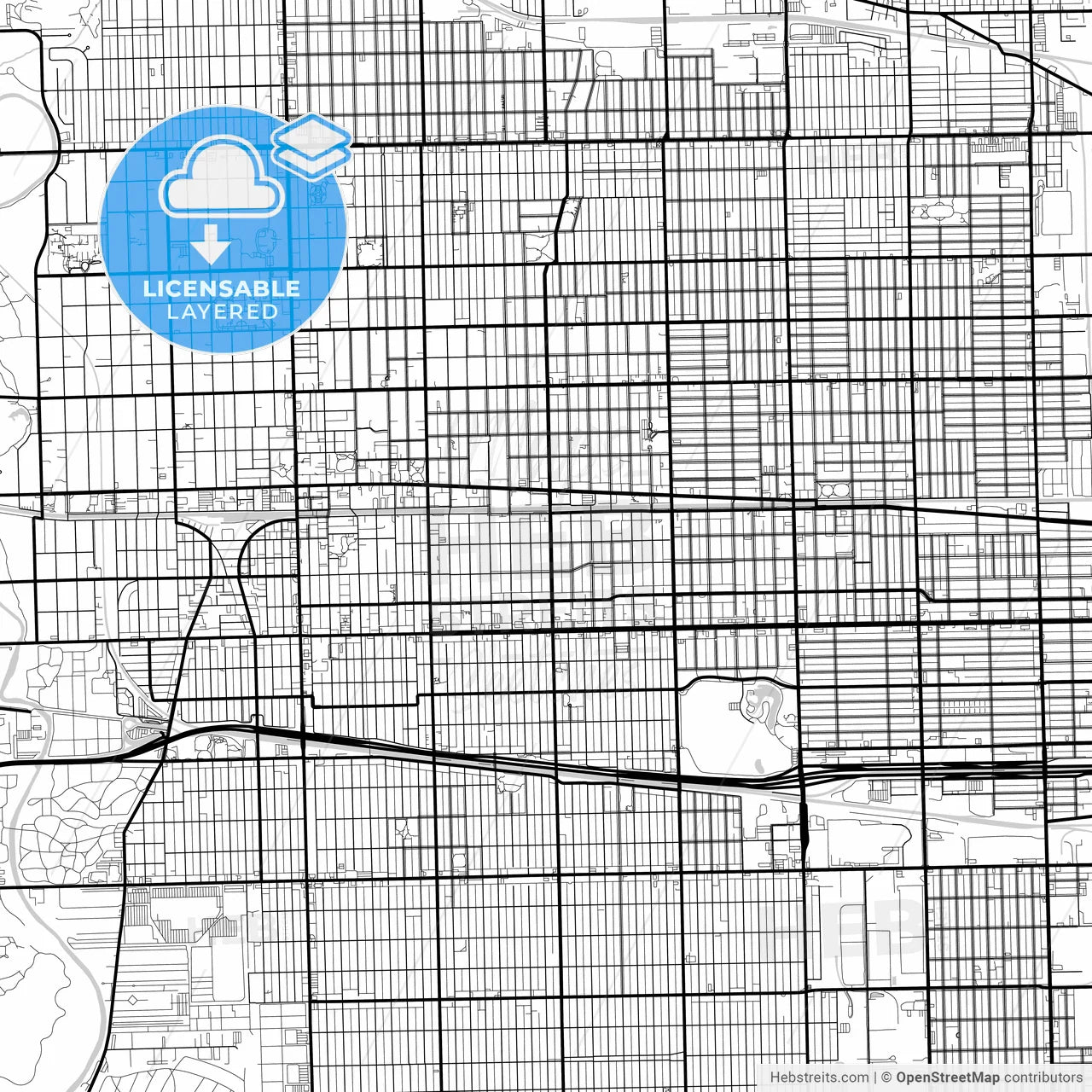 Layered PDF map of Oak Park, Illinois, United States