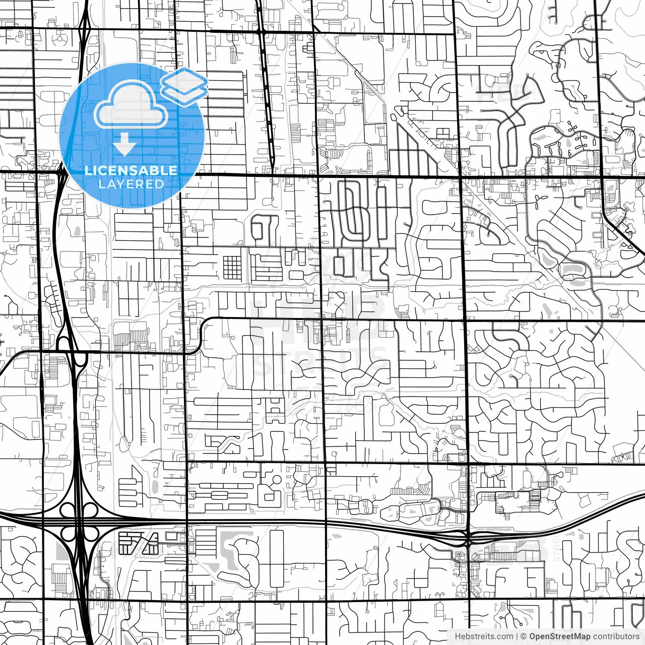 Layered PDF map of Kentwood, Michigan, United States