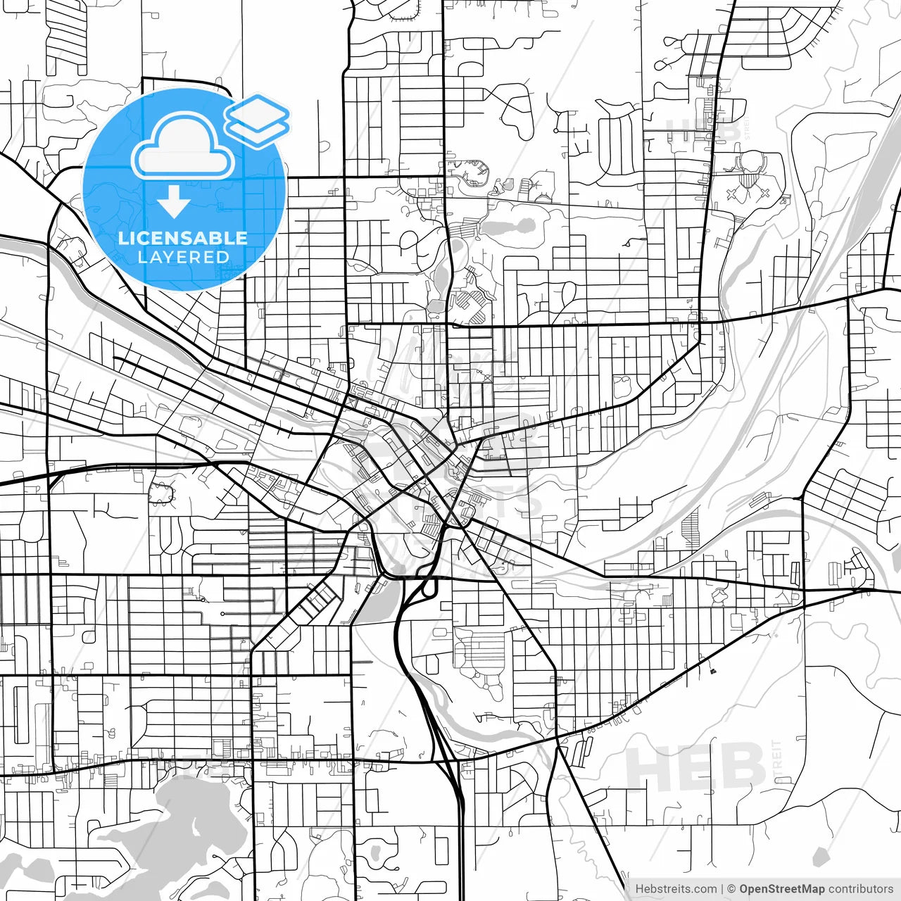 Layered PDF map of Battle Creek, Michigan, United States