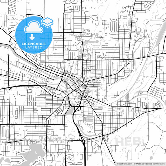 Layered PDF map of Battle Creek, Michigan, United States