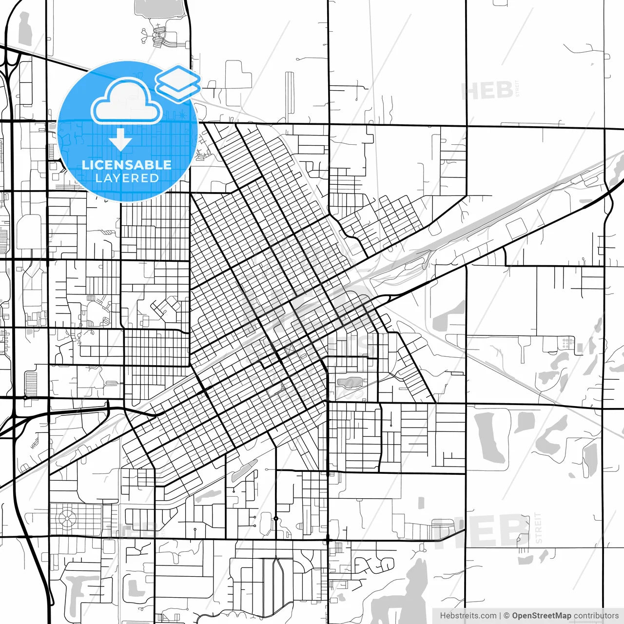 Layered PDF map of Grand Island, Nebraska, United States