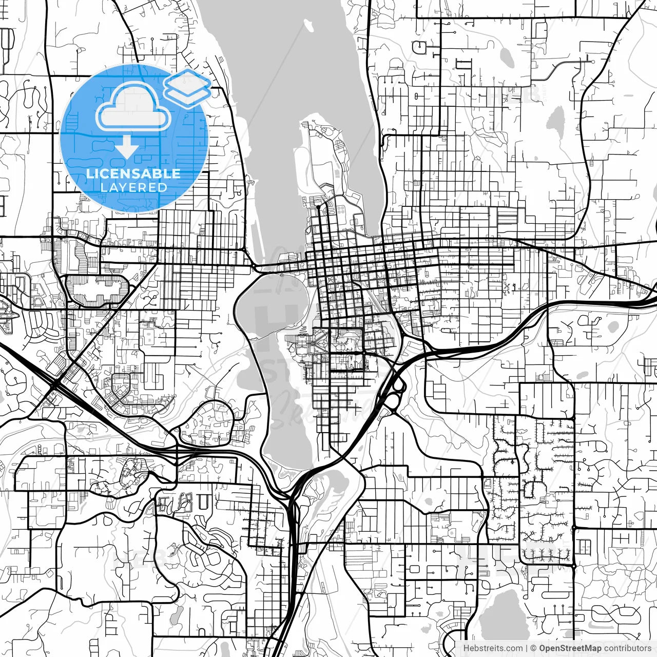 Layered PDF map of Olympia, Washington, United States