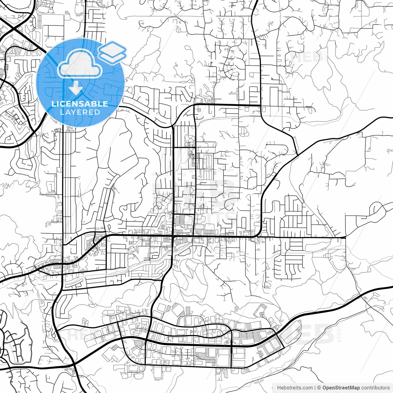Layered PDF map of Poway, California, United States