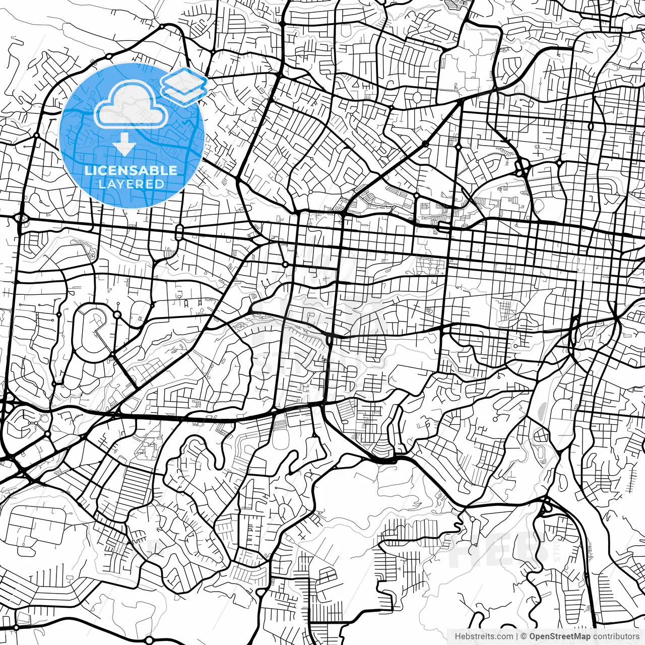 Layered PDF map of San Salvador, San Salvador, El Salvador