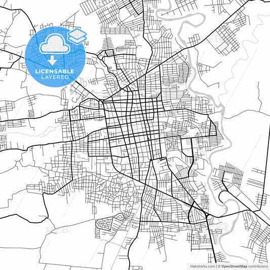 Layered PDF map of San Miguel, San Miguel, El Salvador