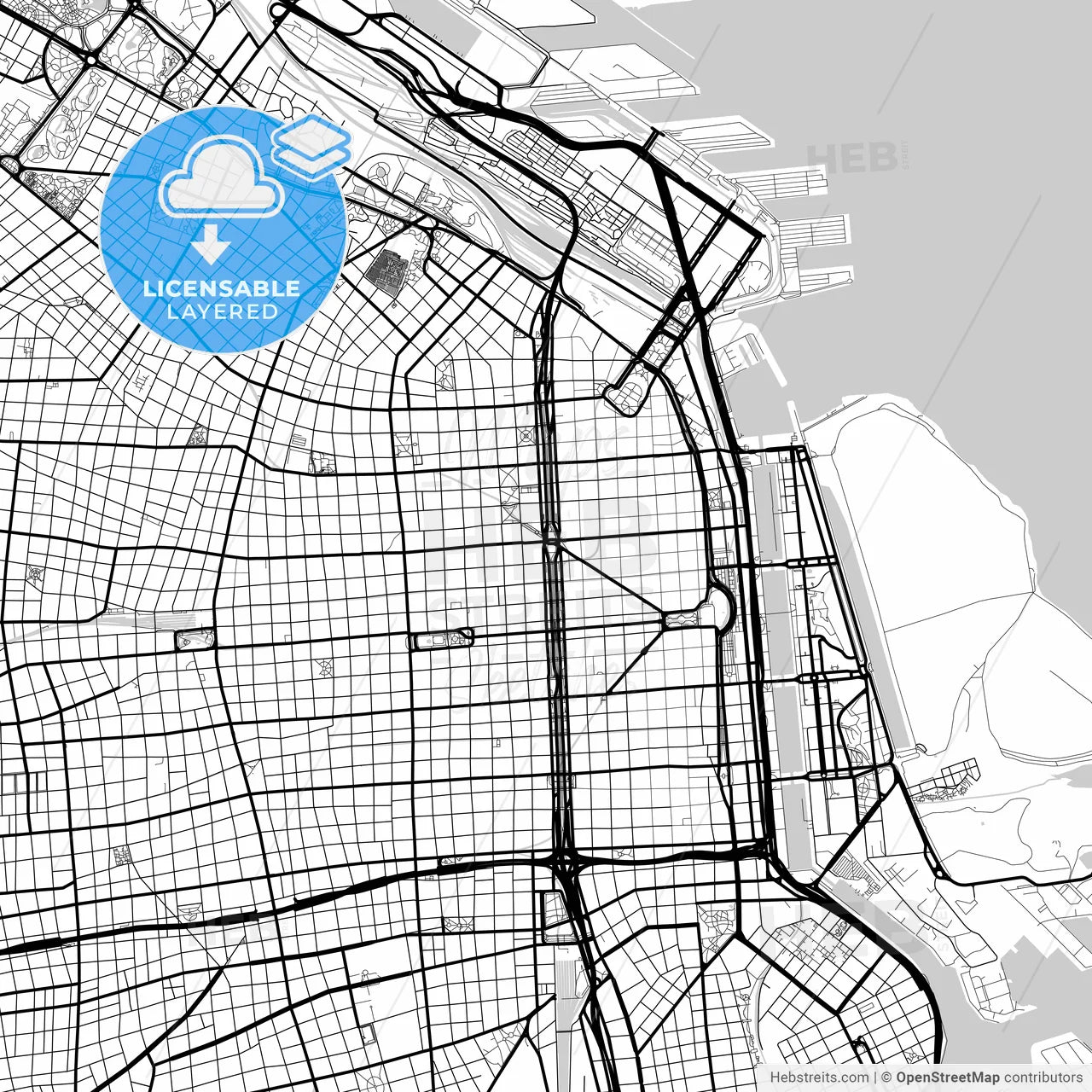 Layered PDF map of Buenos Aires, Argentina