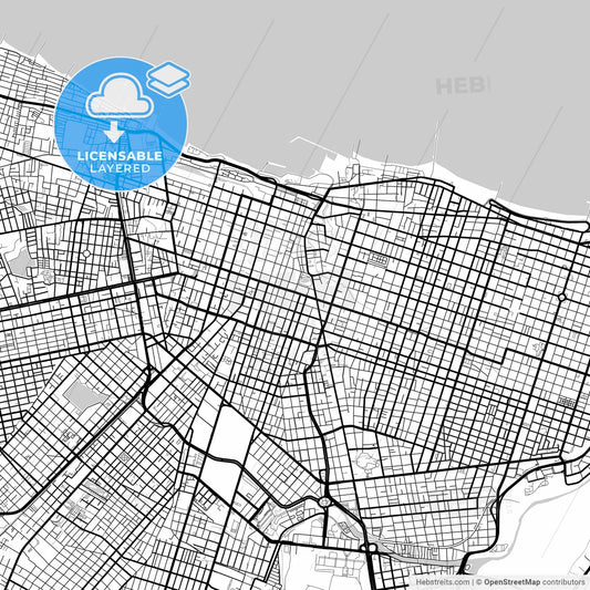 Layered PDF map of Fortaleza, Brazil