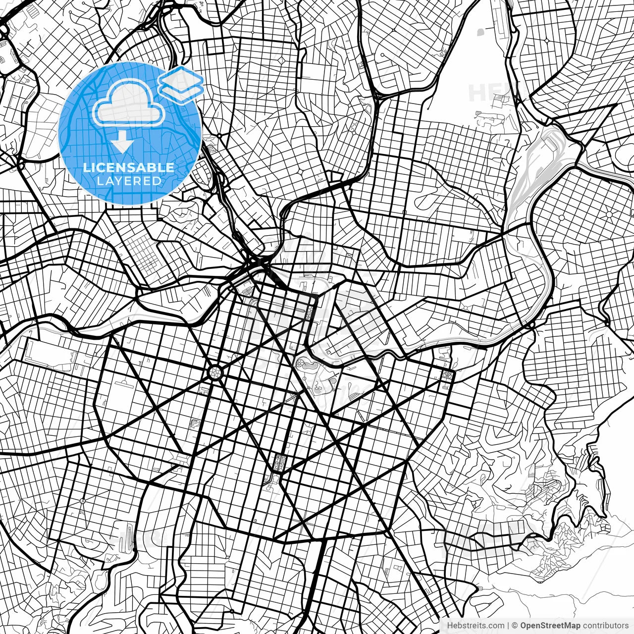Layered PDF map of Belo Horizonte, Brazil