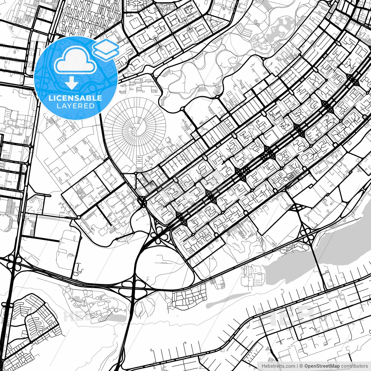 Layered PDF map of Brasilia, Brazil