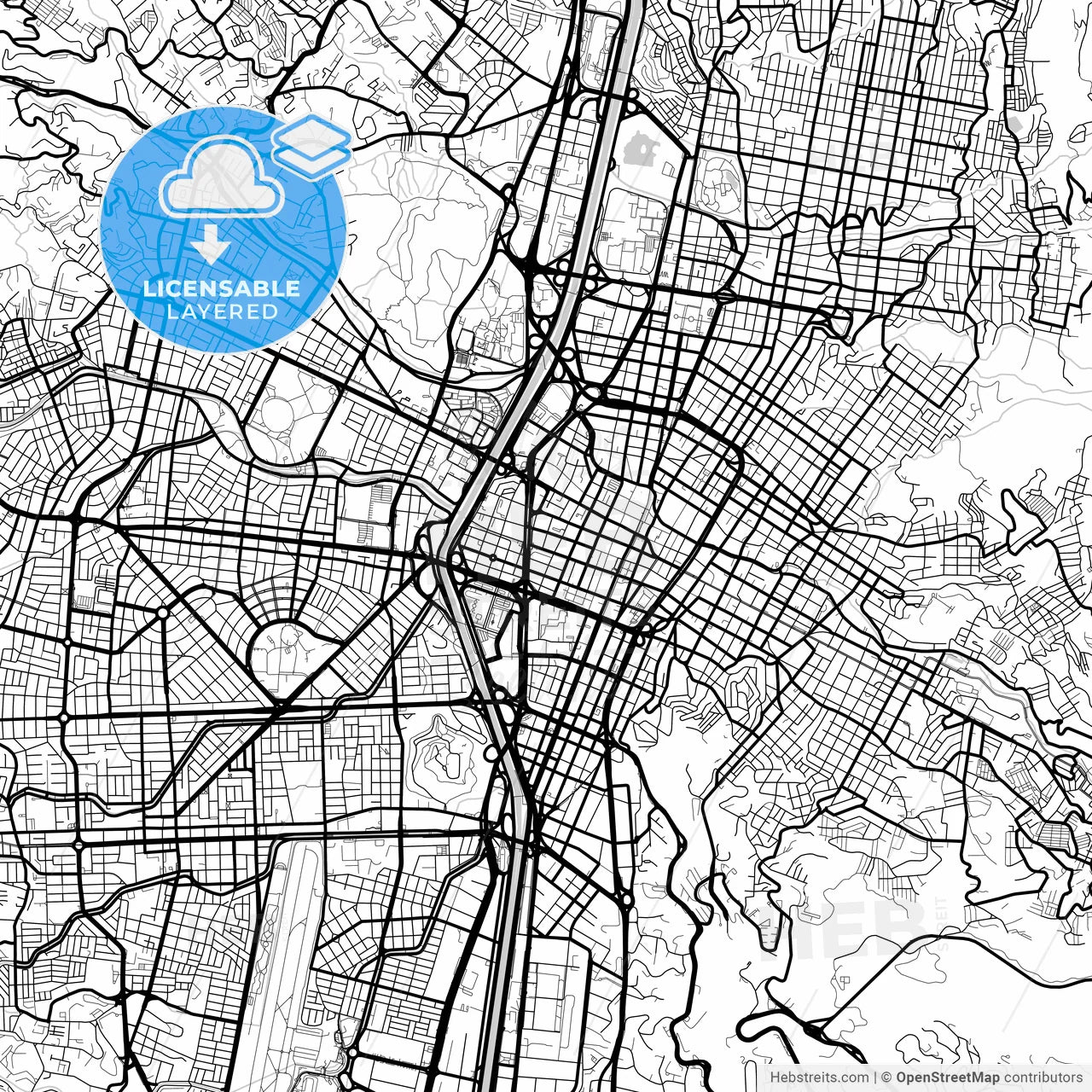 Layered PDF map of Medellin, Colombia