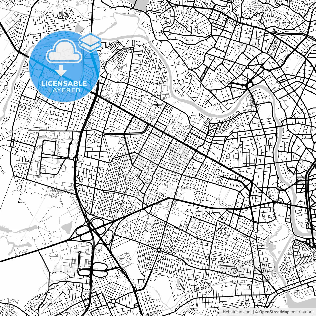 Layered PDF map of Recife, Brazil