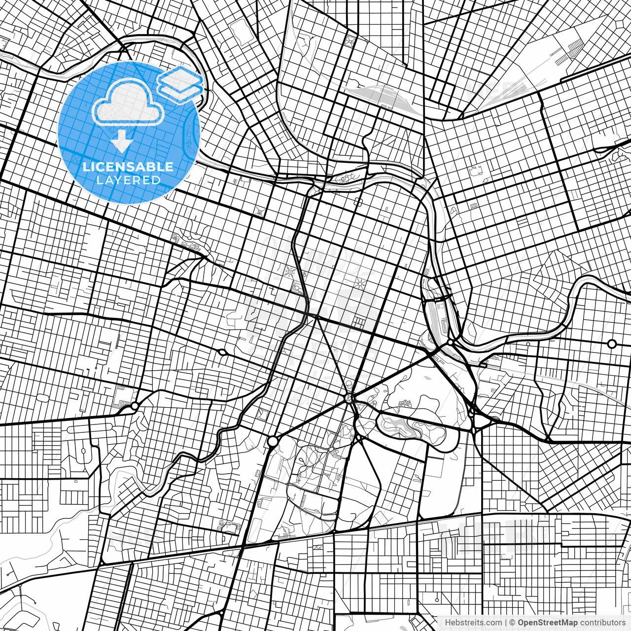 Layered PDF map of Cordoba, Argentina