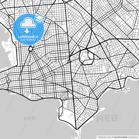 Layered PDF map of Montevideo, Uruguay