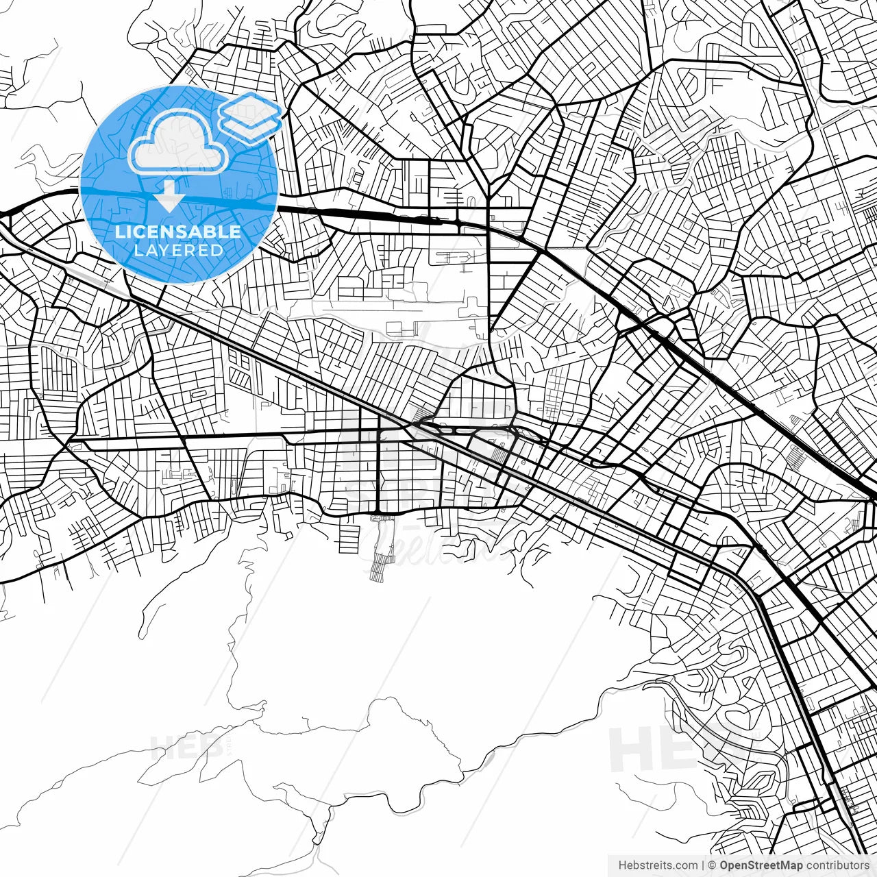 Layered PDF map of Nova Iguacu, Brazil