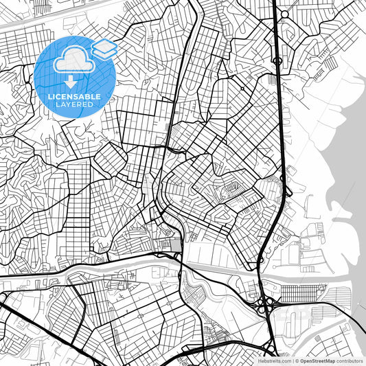 Layered PDF map of Duque de Caxias, Brazil