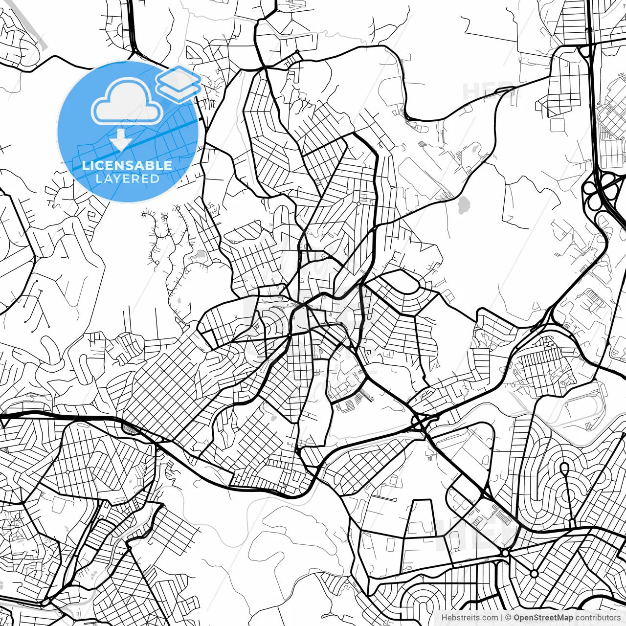 Layered PDF map of Contagem, Brazil