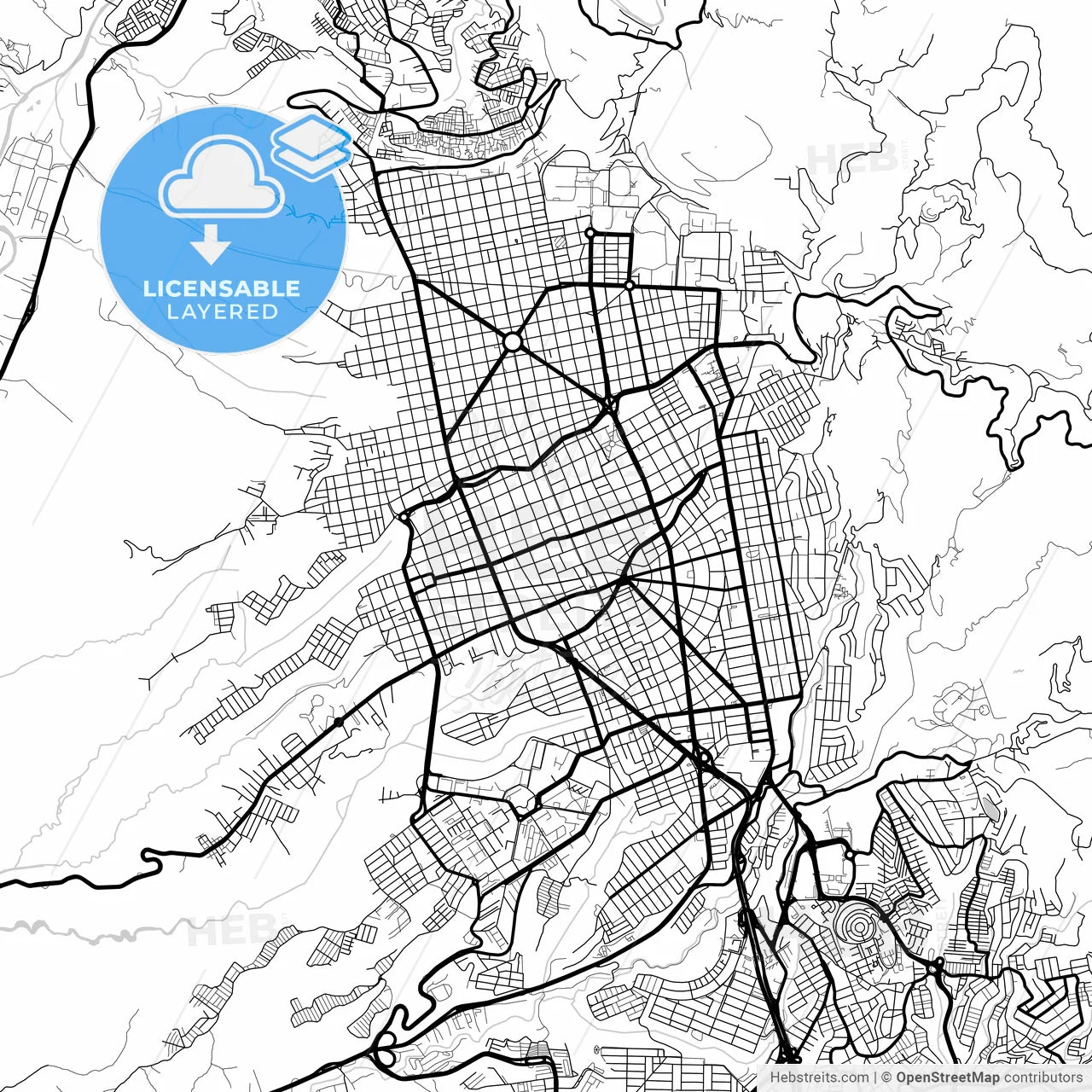 Layered PDF map of Bucaramanga, Colombia
