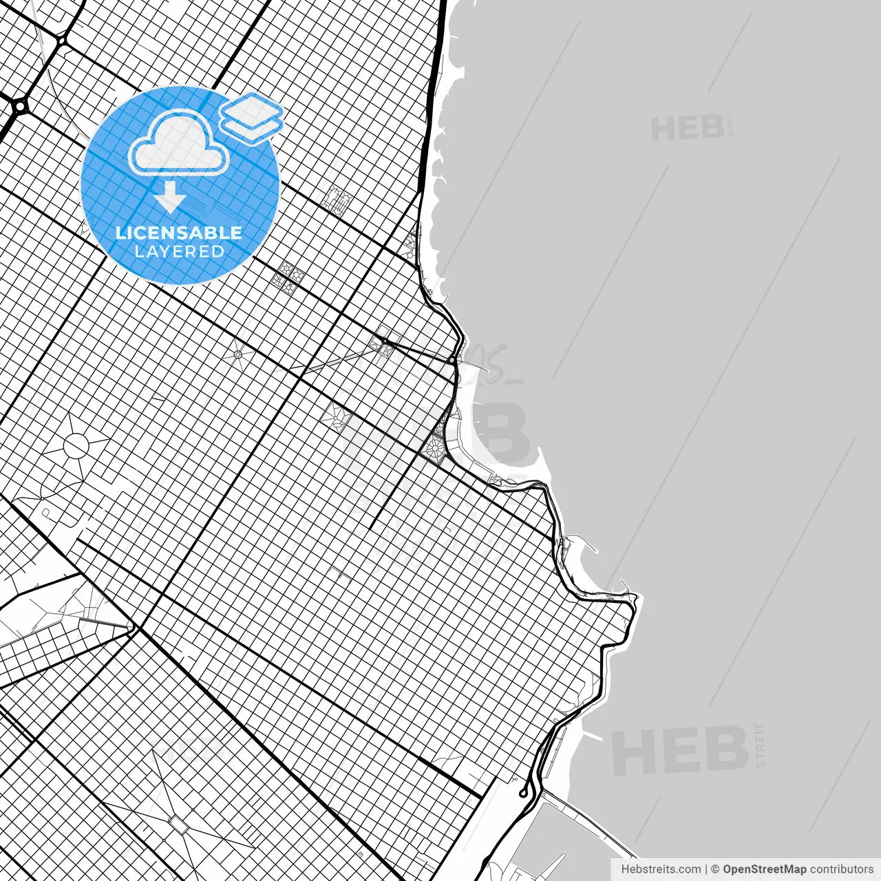 Layered PDF map of Mar del Plata, Argentina