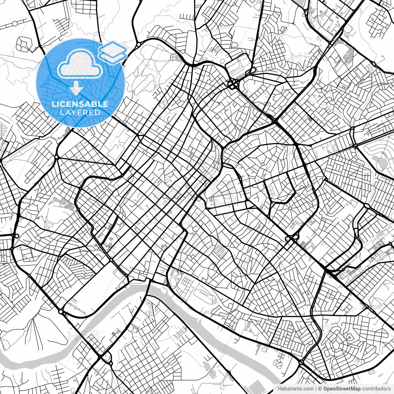 Layered PDF map of Cuiaba, Brazil