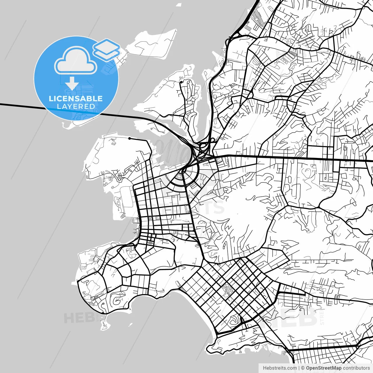 Layered PDF map of Niteroi, Brazil