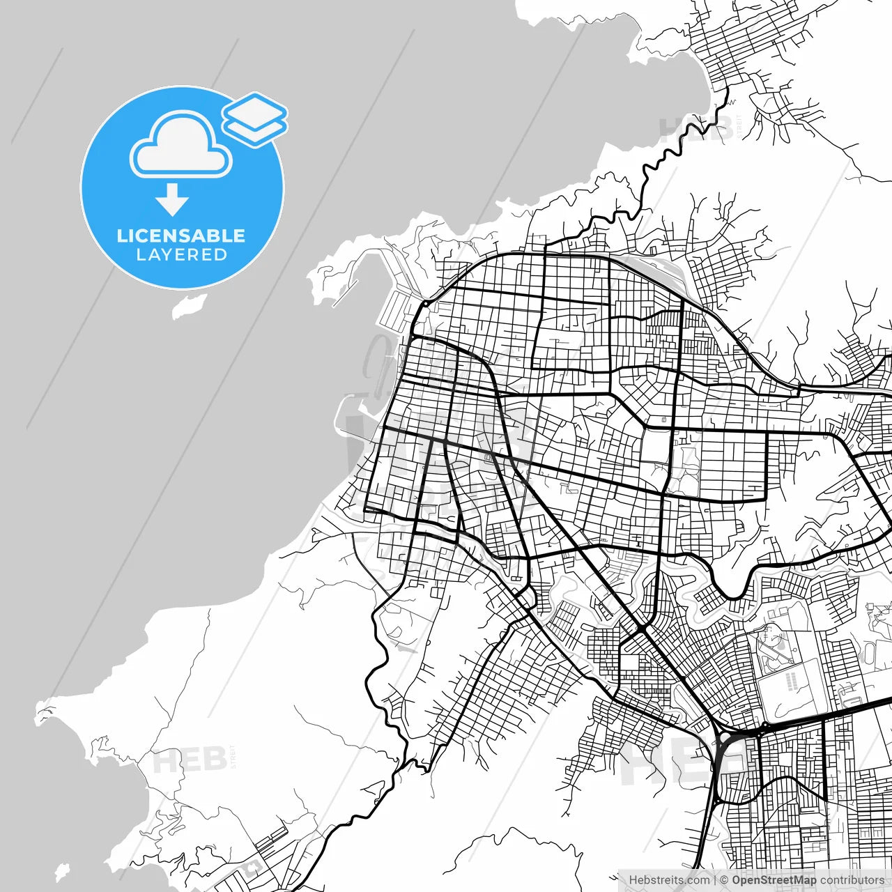 Layered PDF map of Santa Marta, Colombia
